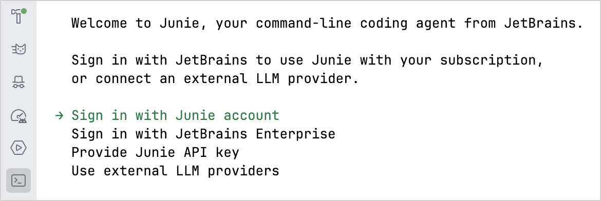 Junie CLI 登录提示