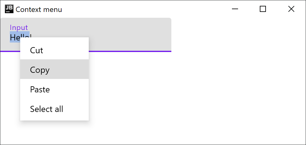 TextField 的默认上下文菜单