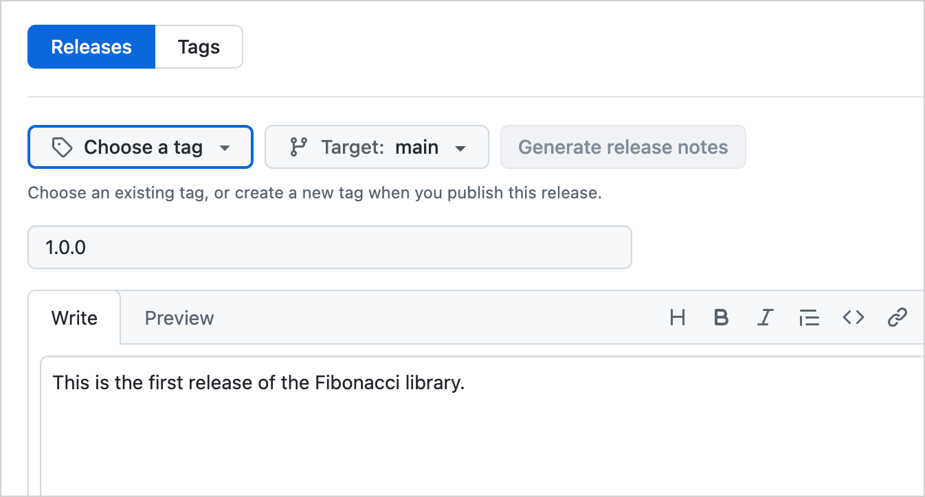 在 GitHub 上创建版本
