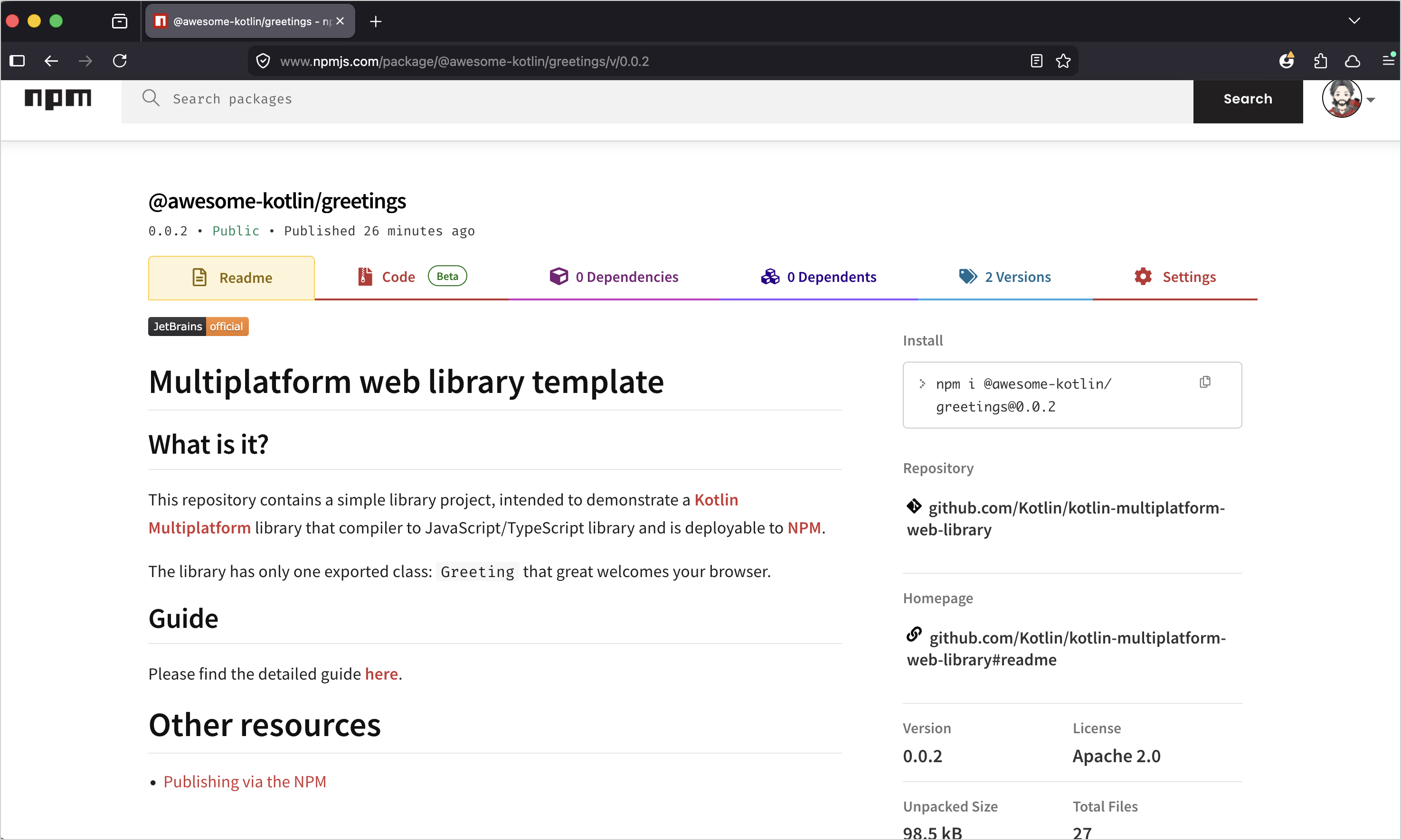 通过 CI/CD 在 npm 上发布第二个版本